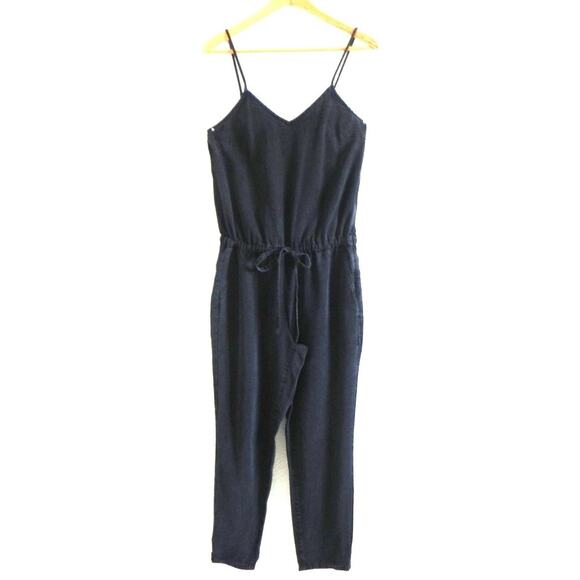 Paige Jumpsuit Sleeveless Black Pearl Chambray 100%Tencel Pockets Size Large - Picture 1 of 7